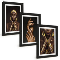 BILDER SET 3er Set - 20x30 cm Schwarzer Rahmen - Porträts afrikanischer Frauen - Schwarz, Kunststoff (20/30cm) - TULUP