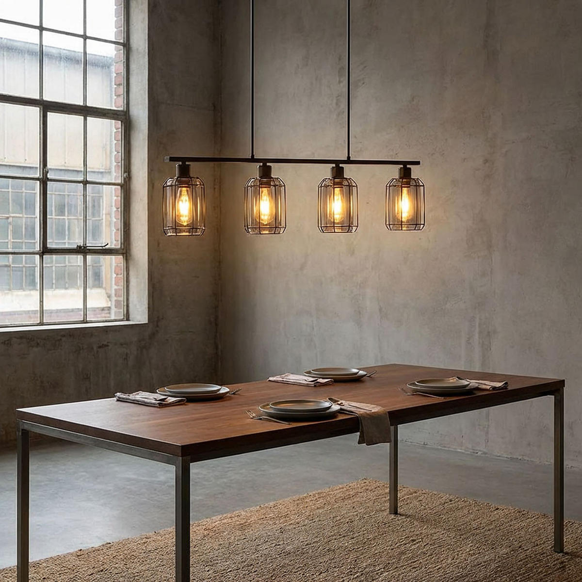 HÄNGELEUCHTE Gorley Metall Schwarz Rauchoptik, 4-flammig - Schwarz, Glas (99/13.1/120cm) - Globo Lighting
