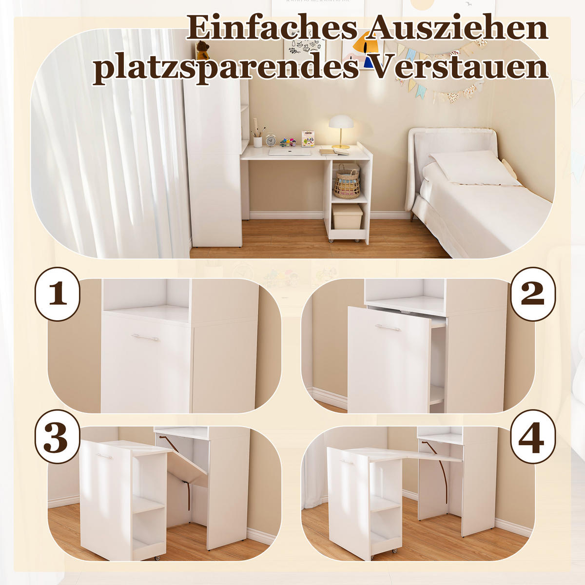 ECKSCHREIBTISCH DE-37446 ausziehbar mit verstellbaren Ablagen Weiß - Weiß, Holzwerkstoff (40/55/136cm) - ComfortXL