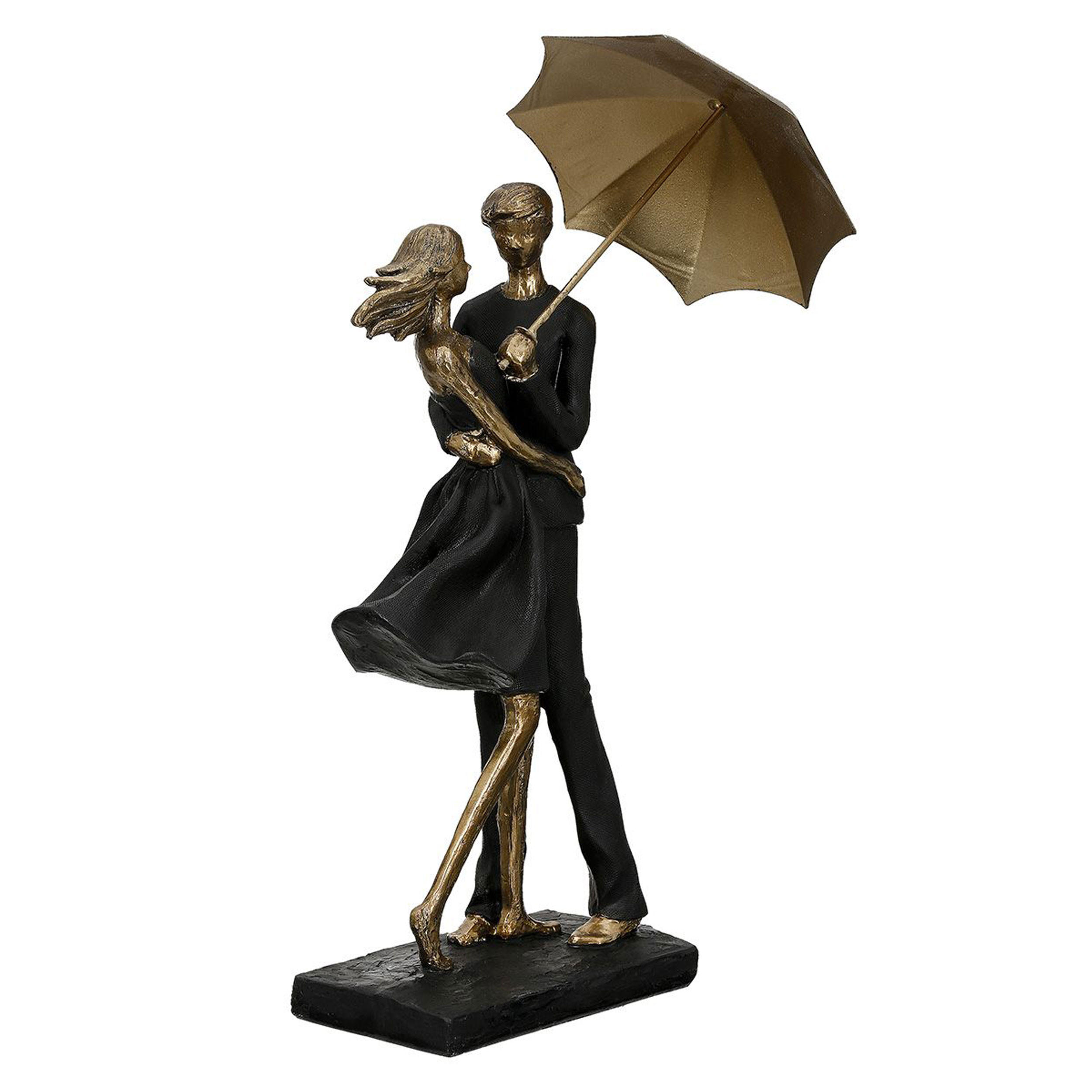 DEKOSKULPTUR Rain, 2er Set, Poly, Schwarz / Gold - Schwarz, Kunststoff (20/40/20cm) - Gilde