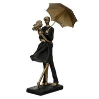 DEKOSKULPTUR Rain, 2er Set, Poly, Schwarz / Gold - Schwarz, Kunststoff (20/40/20cm) - Gilde