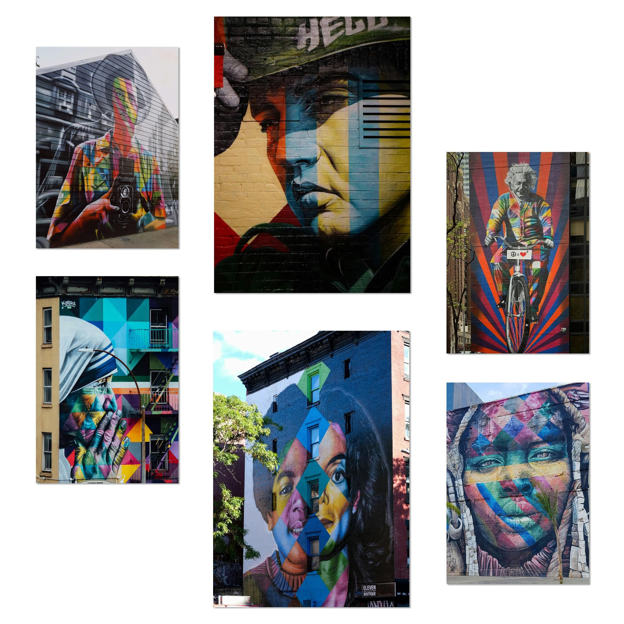 POSTER Set Mit 6 Graffiti Frida Jackson Teresa Einstein Straßenkunst A3 & A4 Rahmenlos - Klar, Papier (29/3cm) - Nacnic