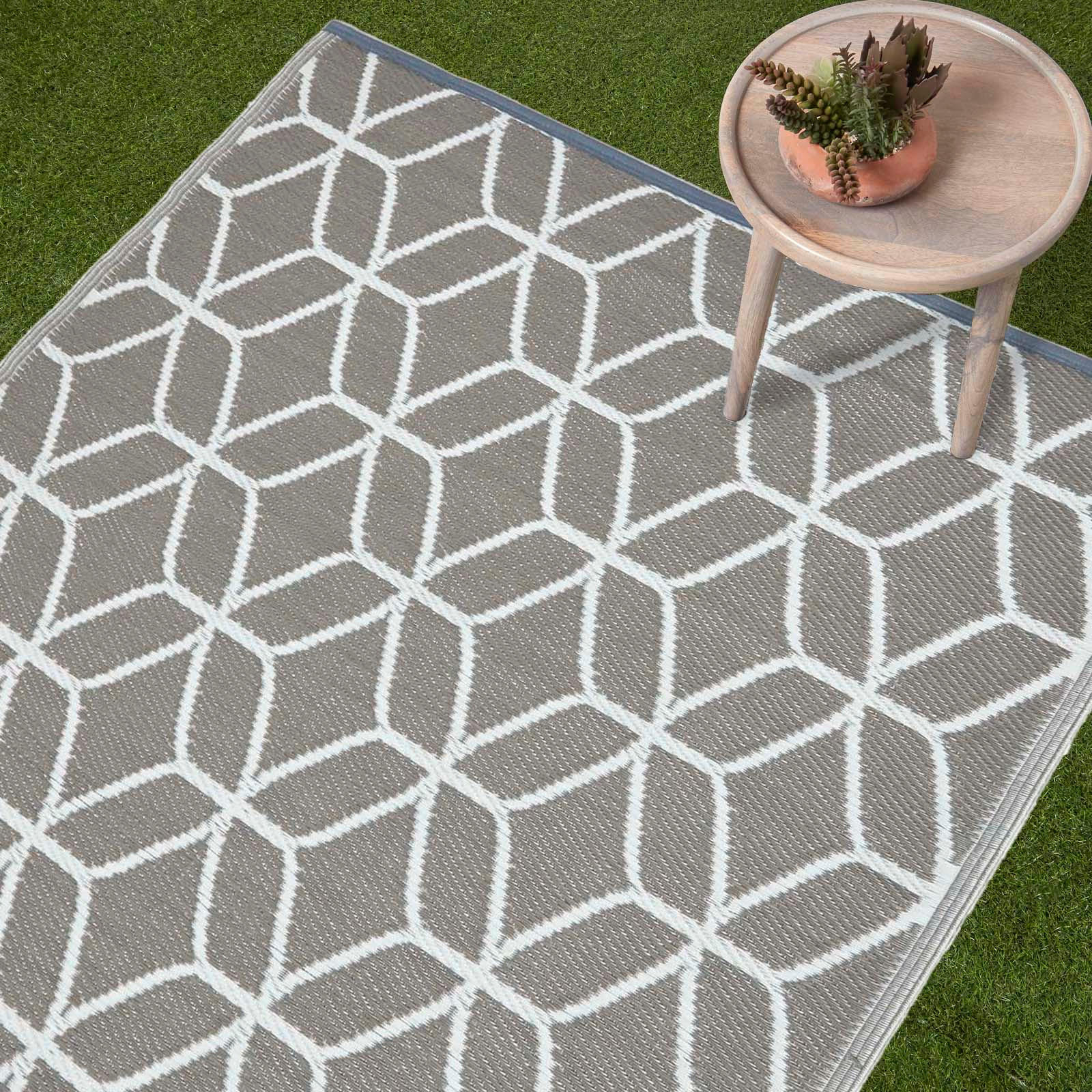 OUTDOORTEPPICH geometrisch gemustert 120/180 cm - Grau, Kunststoff (120/180cm) - Homescapes