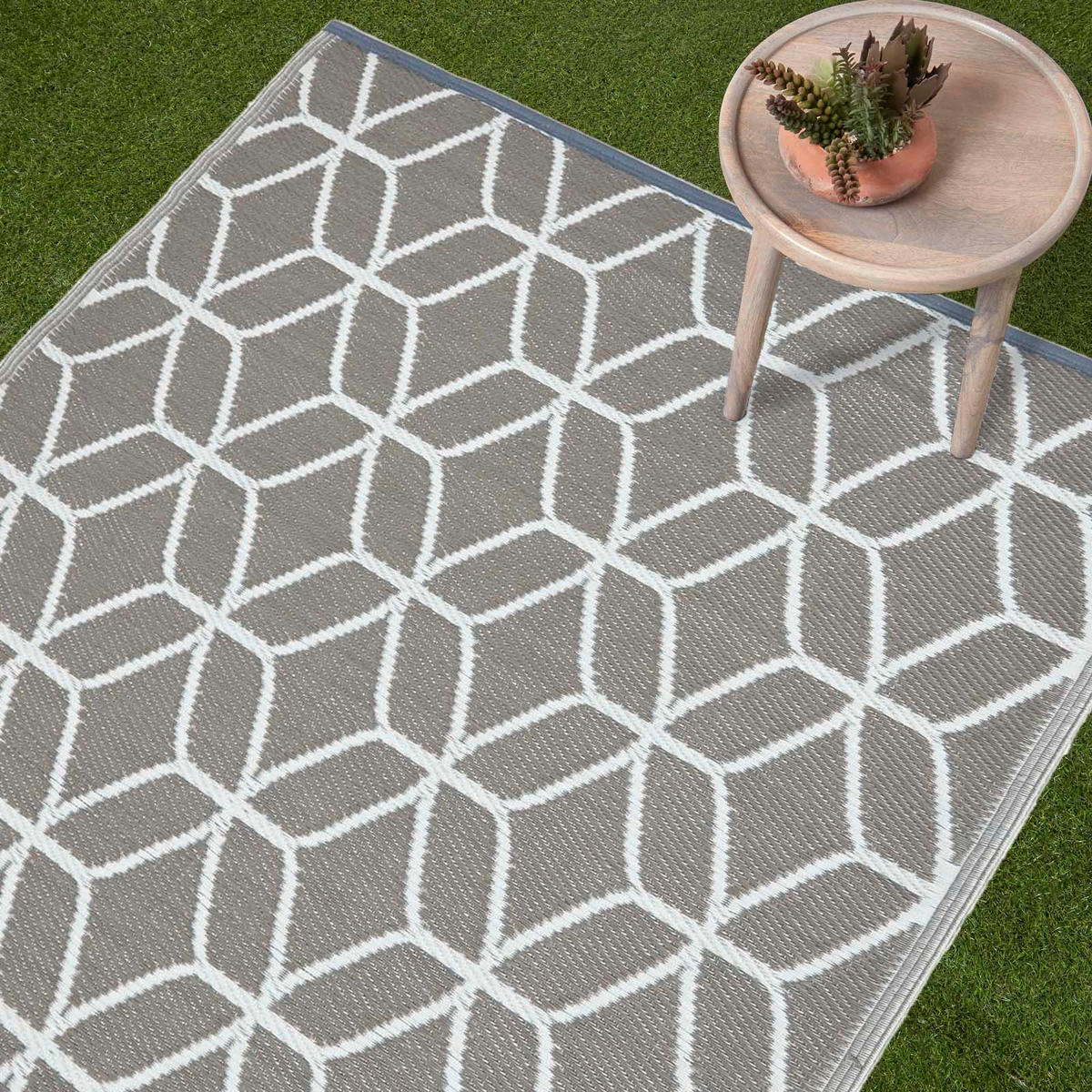 OUTDOORTEPPICH geometrisch gemustert 120/180 cm - Grau, Kunststoff (120/180cm) - Homescapes