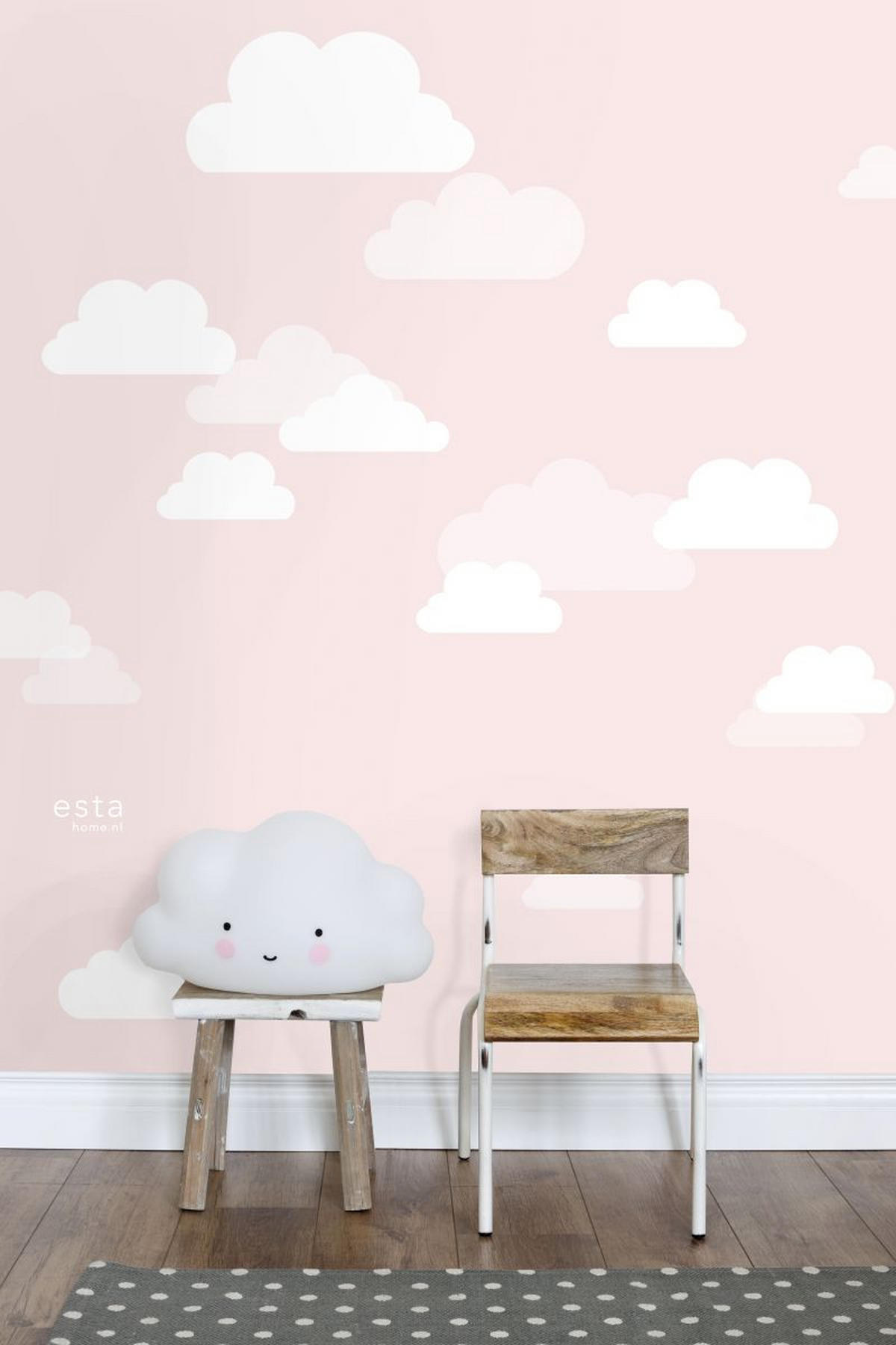 FOTOTAPETE kleine Wolken 200 x 279 cm - Pink, Papier (200/279cm) - ESTAhome