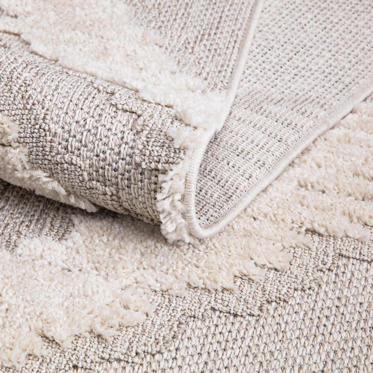 KURZFLOR-TEPPICH Valencia 813 Creme/ Graublau 80x300 cm - Creme, Textil (80/300cm) - carpet city
