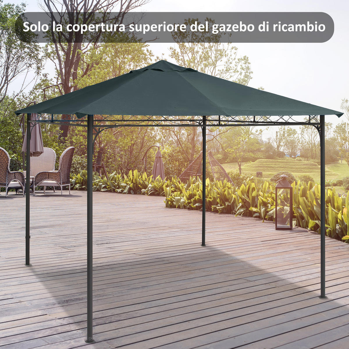 ERSATZDACH, 3x3 m für Pavillon, grau, Polyester, mit 8 Belüftungslöchern - Multicolor, Kunststoff (298/298cm) - FORIOUS
