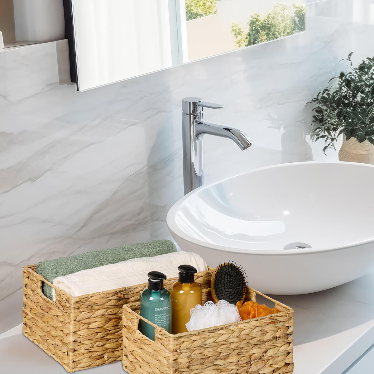 2-TEILIGES Aufbewahrungskorb-Set - Hellbraun, Textil (40/18/24.5cm) - Relaxdays