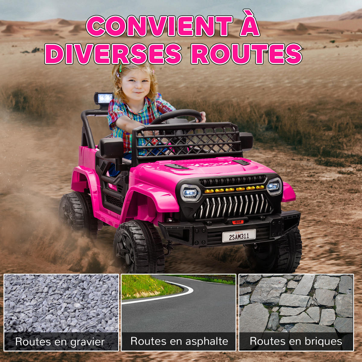 ELEKTRO-KINDERAUTO DE-13057 2,4G Fernbedienung Schwarz - Pink, Kunststoff (95/62.5/65cm) - ComfortXL