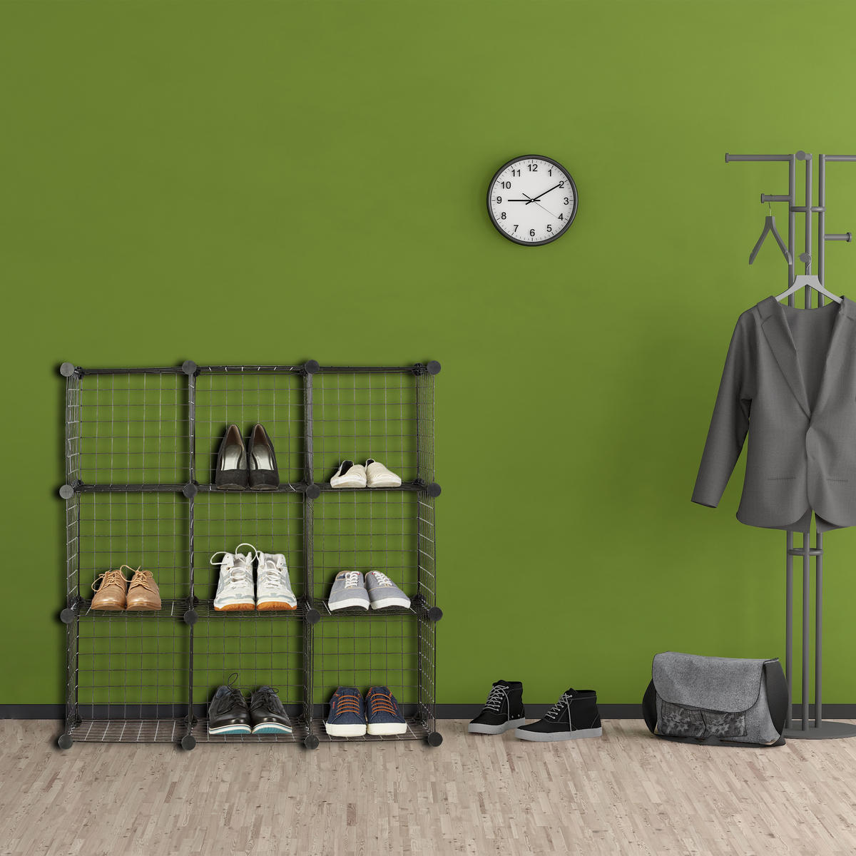 STECKREGAL - Schwarz, Kunststoff/Metall (96/96/32cm) - Relaxdays