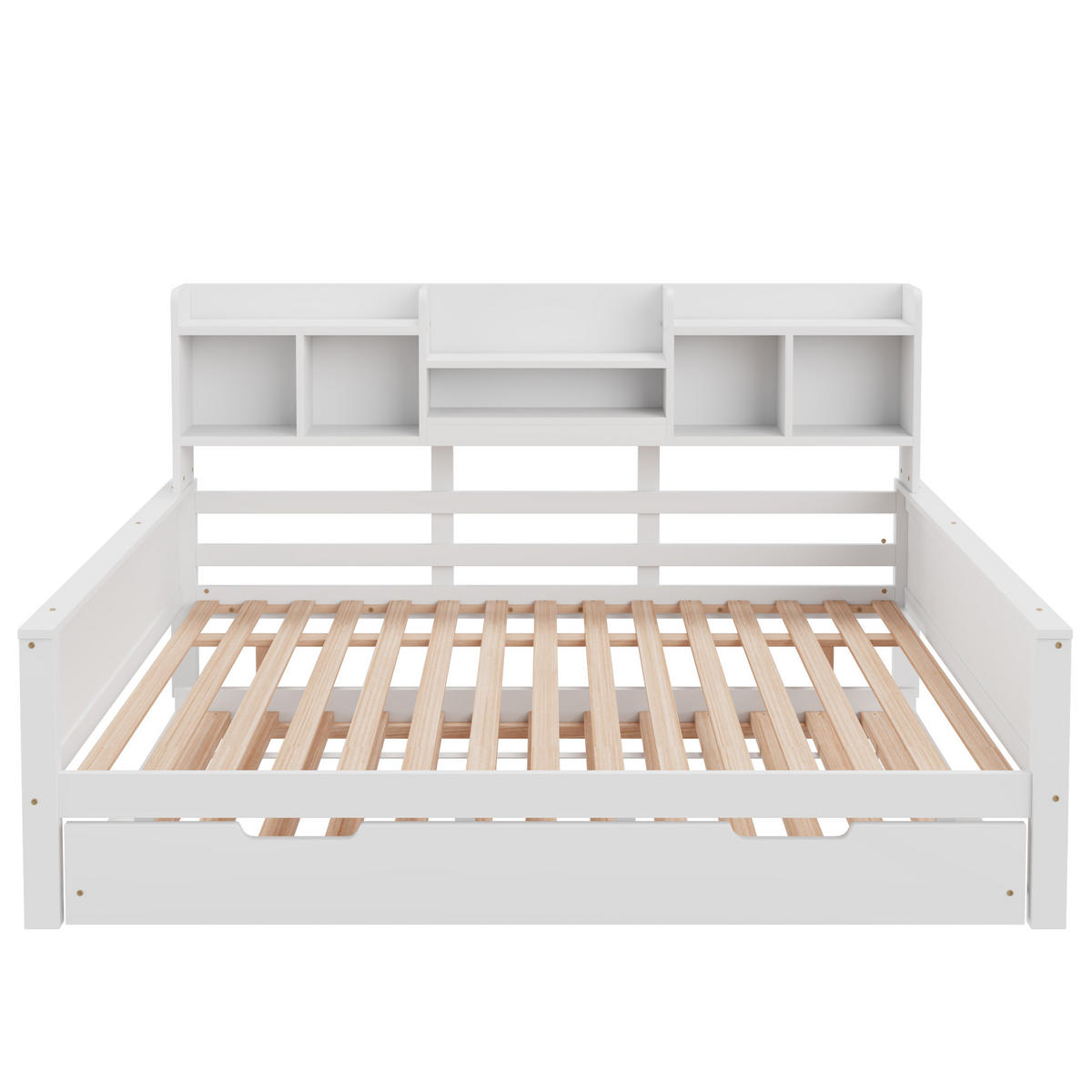 AUSZIEHBETT 140/200 cm DE-01373, in Weiß, mit Staufach - Weiß, Holz (140/200cm) - ComfortXL