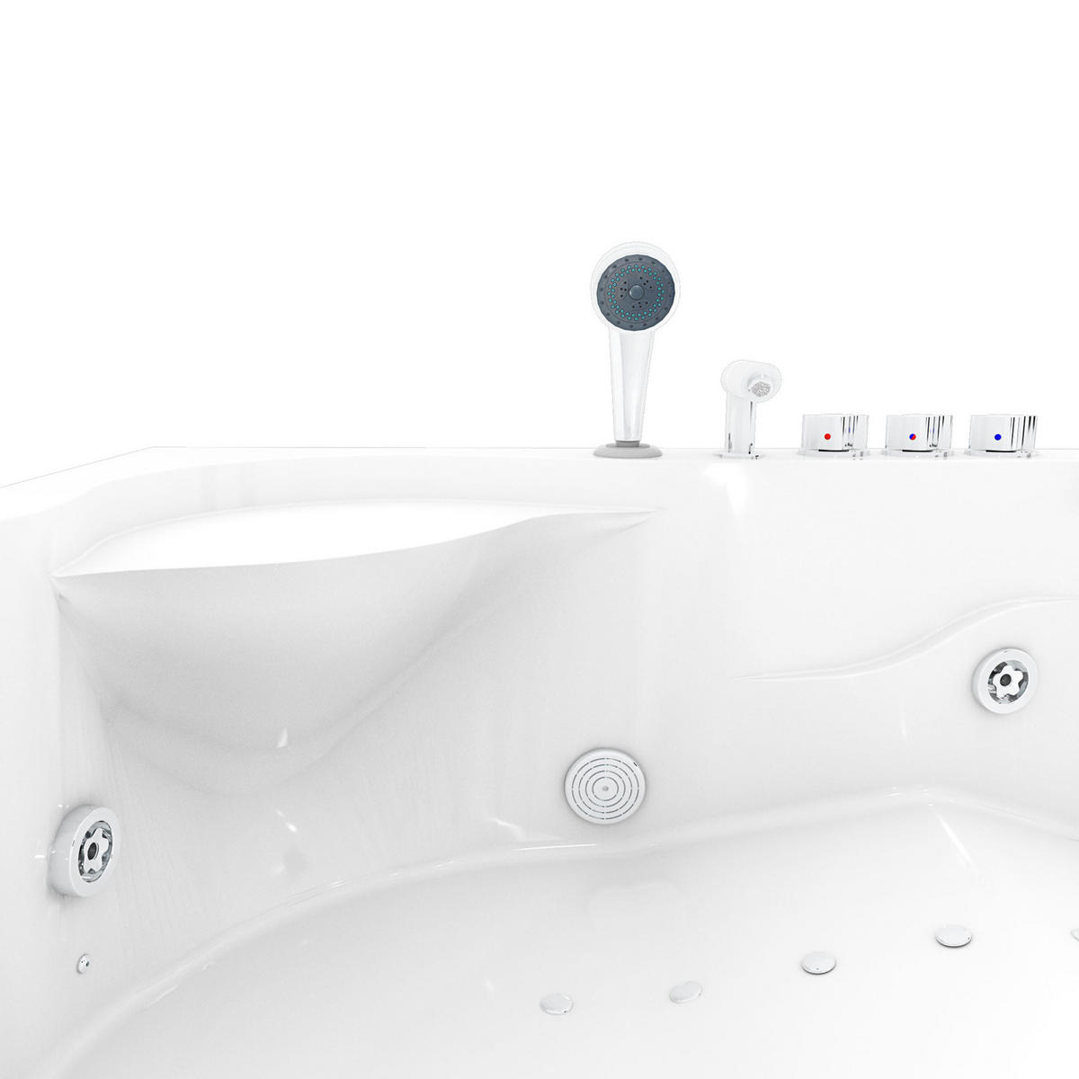 WHIRLPOOL Pool Badewanne Eckwanne W23H-L - Weiß, Glas/Kunststoff (120/80/182cm) - AcquaVapore by Sandra Jentho