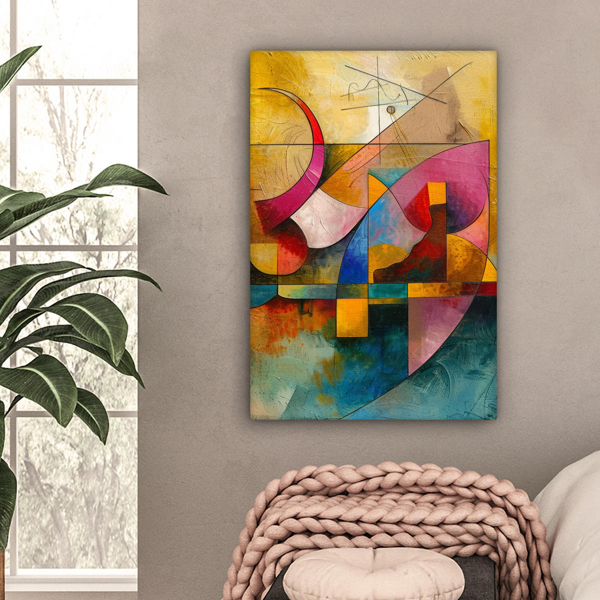 LEINWANDBILD Kunst - Abstrakt - Modern 60x90 cm - Gelb, Textil (60/90cm) - MuchoWow