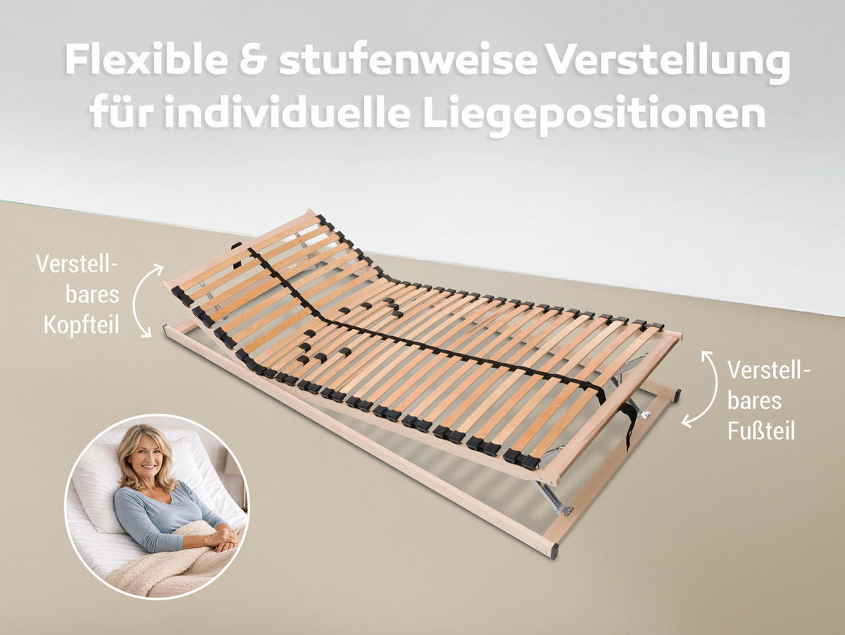 LATTENROST Max1 K+F, zur Selbstmontage, Größe: 80 x 200 cm - Braun, Holz (80/200cm) - Betten-ABC