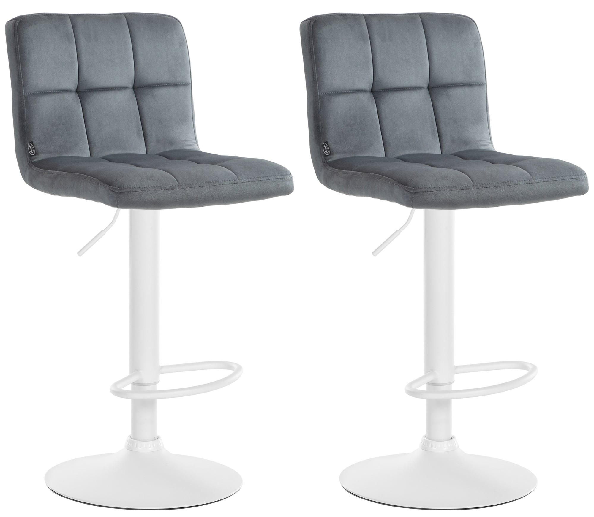 BARHOCKER 2er Set Samt dunkelgrau - Dunkelgrau/Weiß, Textil/Metall (46/94/47cm) - CLP