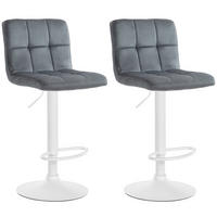 BARHOCKER 2er Set Samt dunkelgrau - Dunkelgrau/Weiß, Textil/Metall (46/94/47cm) - CLP