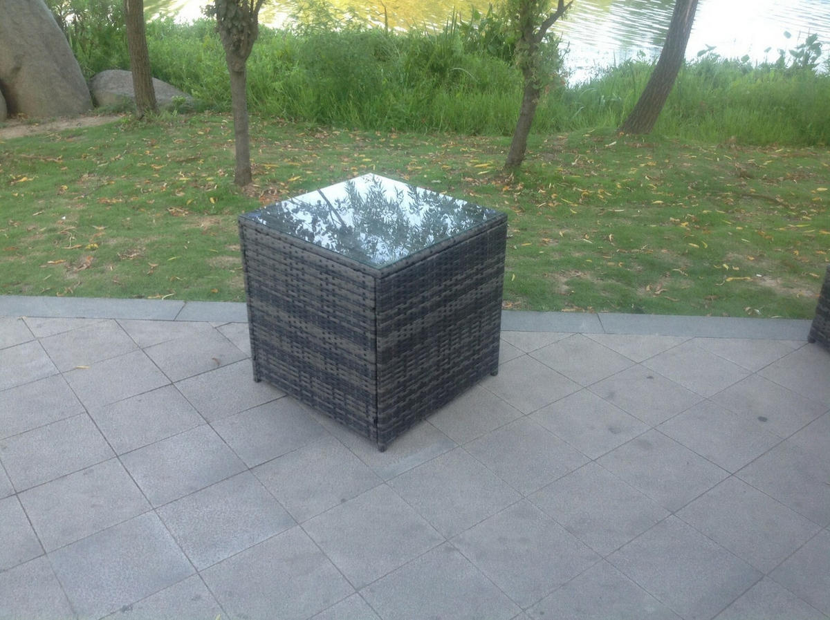 GARTENSOFA Hohe Rückenlehne Polyrattan 10-Sitzer - Dunkelgrau/Grau, Glas/Kunststoff - Fimous