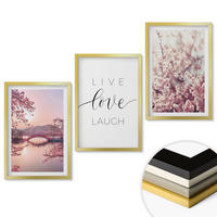 WANDBILDER 3er Set - 40x60 cm Goldrahmen - Blumenbrücken-Inschriftenmotiv - Goldfarben, Kunststoff (40/60cm) - ArtPrintCave