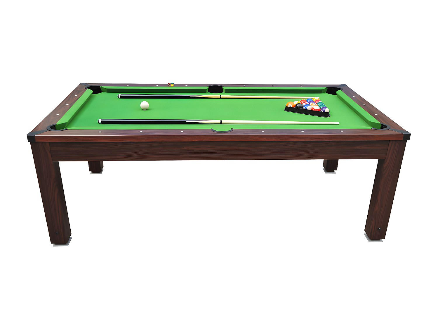 BILLARDTISCH - 8 Personen - Holz, Platte - Naturfarben Dunkel, Grün - - Naturfarben, Holz (207.7/114.2cm) - Vente-Unique
