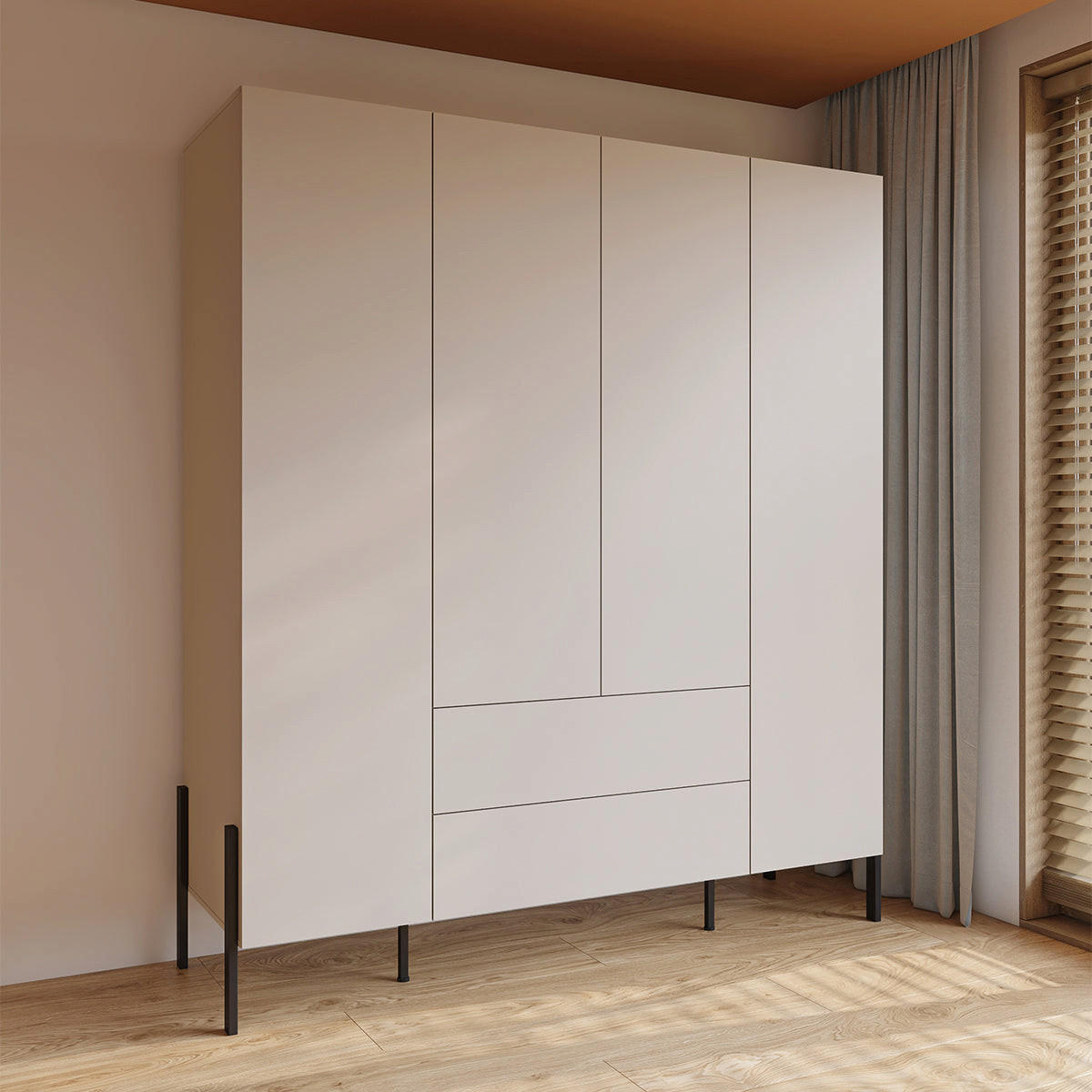 SKRIŇA 4 dvere Bérénice Kašmír - béžová, kompozitné drevo (180/210/59.5cm) - Petits-meubles