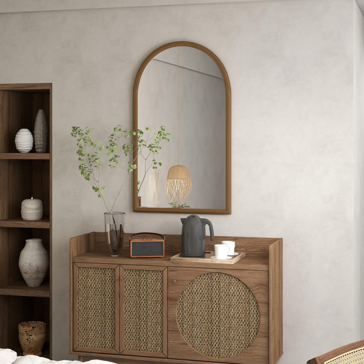 WANDSPIEGEL DE-14272 mit Holzrahmen 110x65 cm Dunkelbraun - Braun, Glas (65/110/3.5cm) - ComfortXL