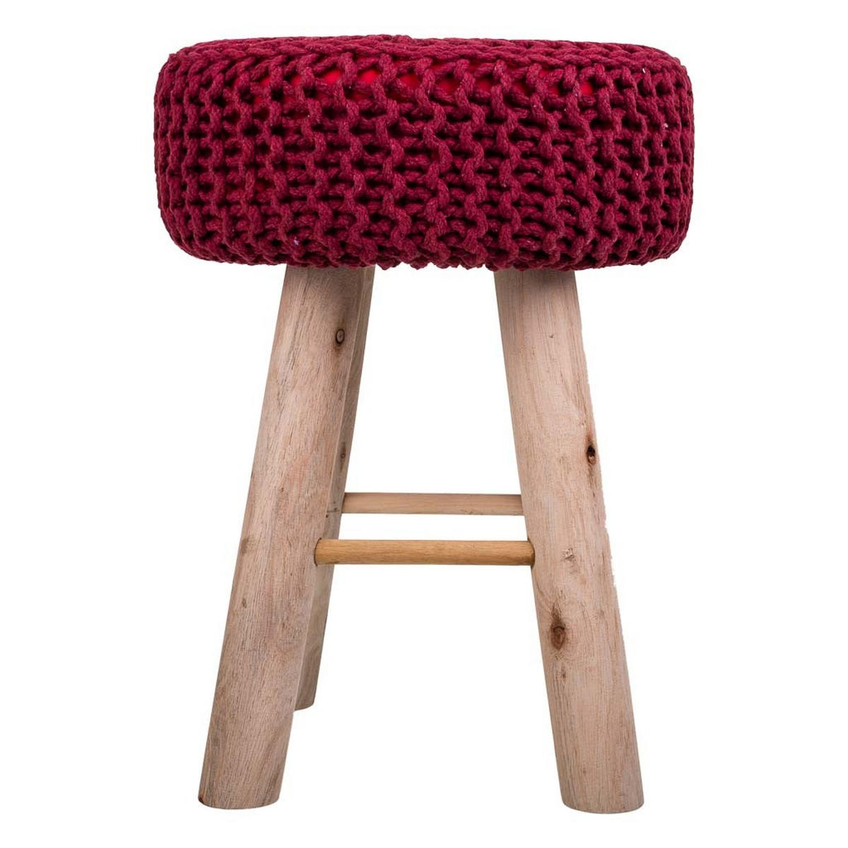 HOCKER aus Holz und Baumwolle, rot, 32x44cm - Rot, Holz (32/44/32cm) - Wanderlust