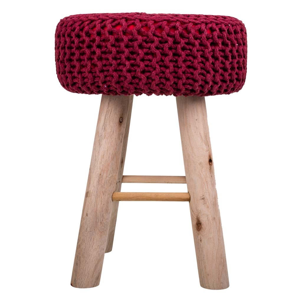 Thumbnail - Wanderlust Hocker, Rot, Holz, 32x44x32 cm, Wohnzimmer, Hocker, Sitzhocker