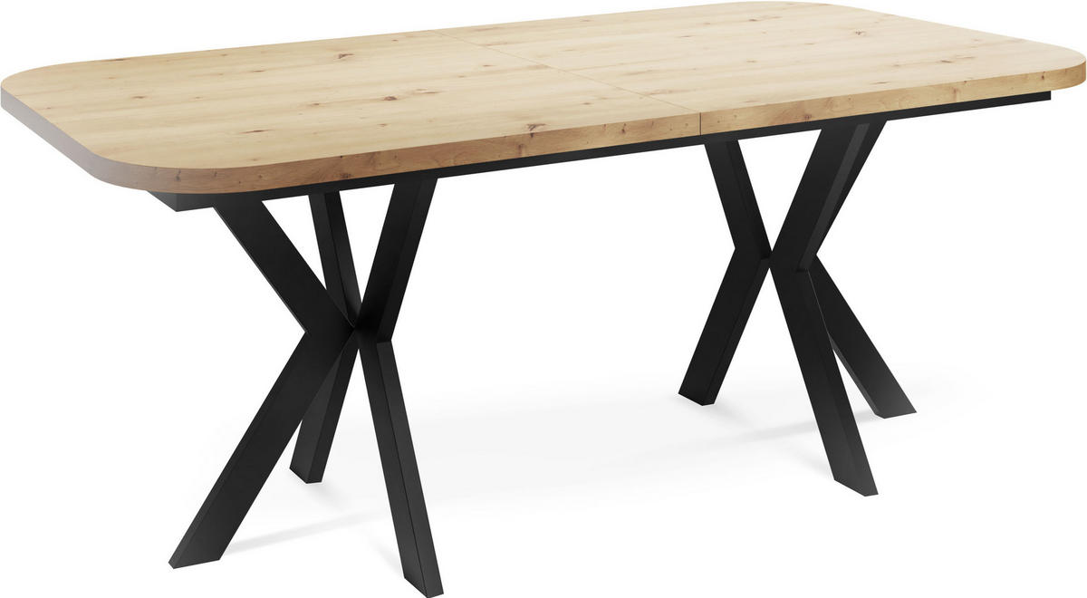 ESSTISCH Olivia ausziehbar rechteckig, Artisan Eiche 200-280/100/76 - Schwarz/Eiche Artisan, Holzwerkstoff/Metall (200/100/76cm) - WFL GROUP