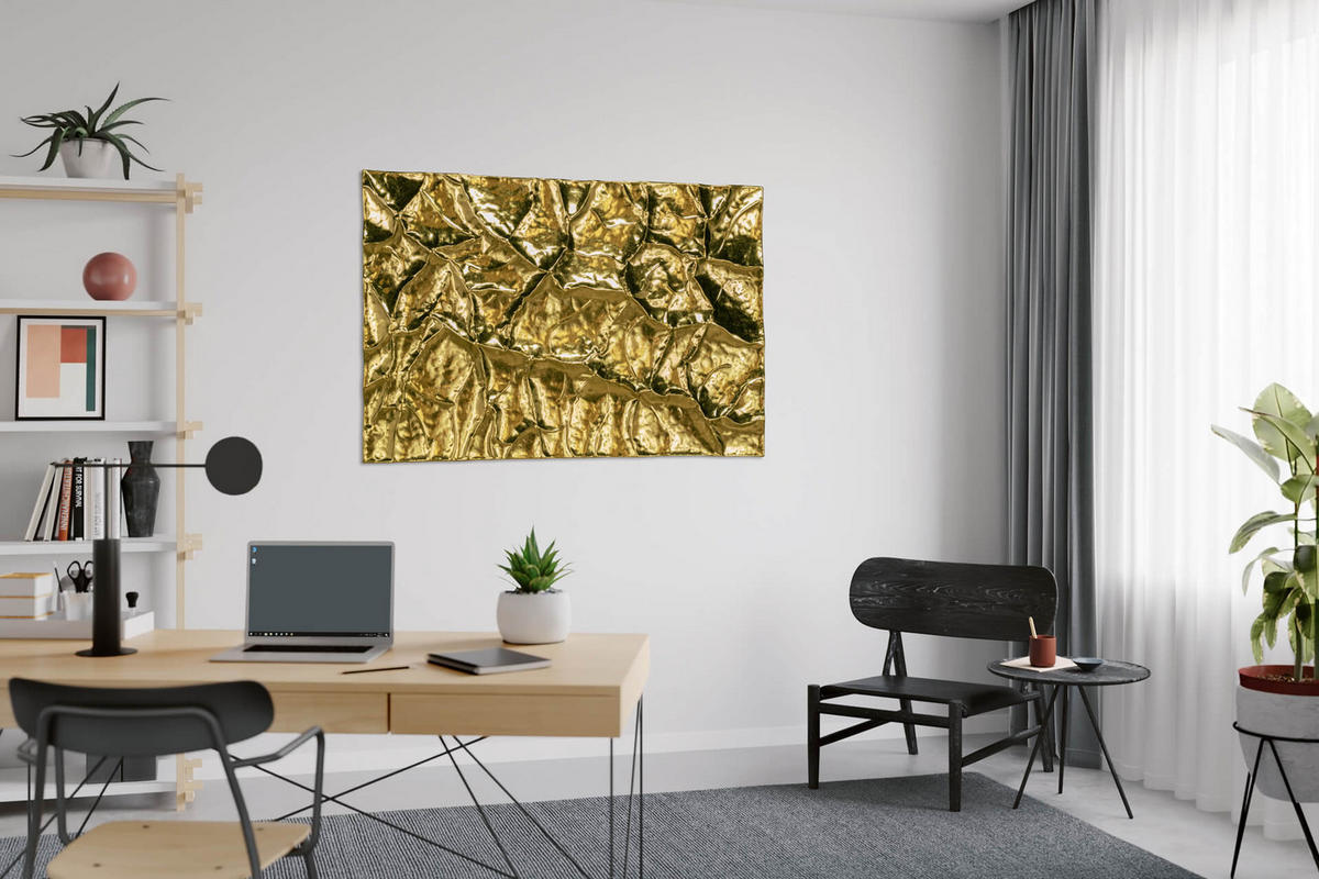 METALLBILD Gold 100/70 cm - Goldfarben, Metall (4.2/70cm) - KUNSTLOFT