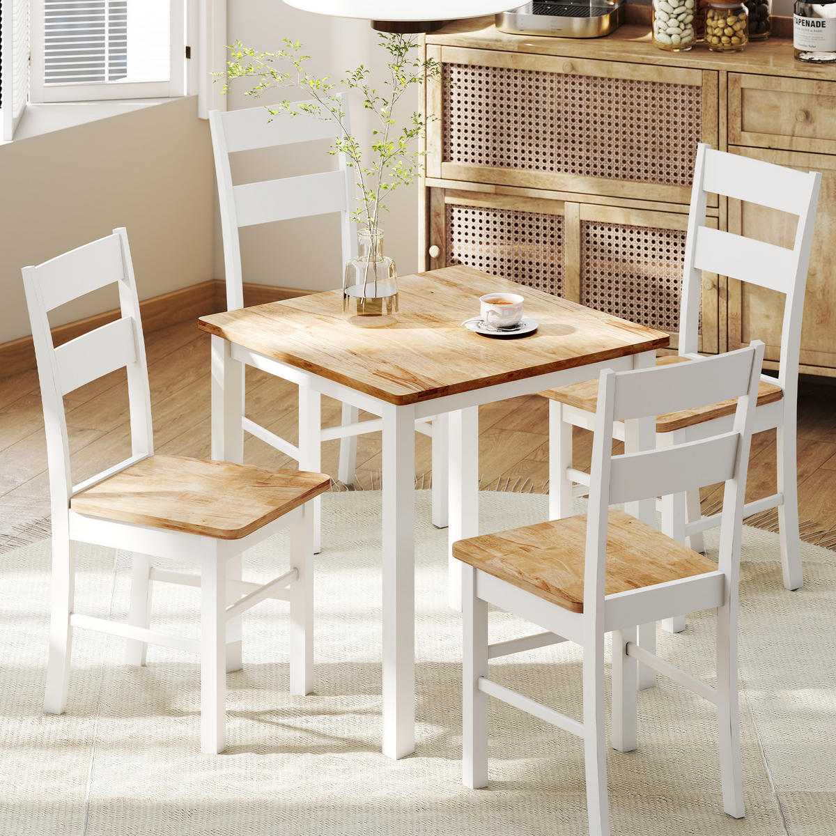 ESSTISCH 69 x 69 cm Esszimmerstühle 2er Set Küchentisch für 2-4 Personen Eiche - Eichefarben/Weiß, Holz (69/75/69cm)