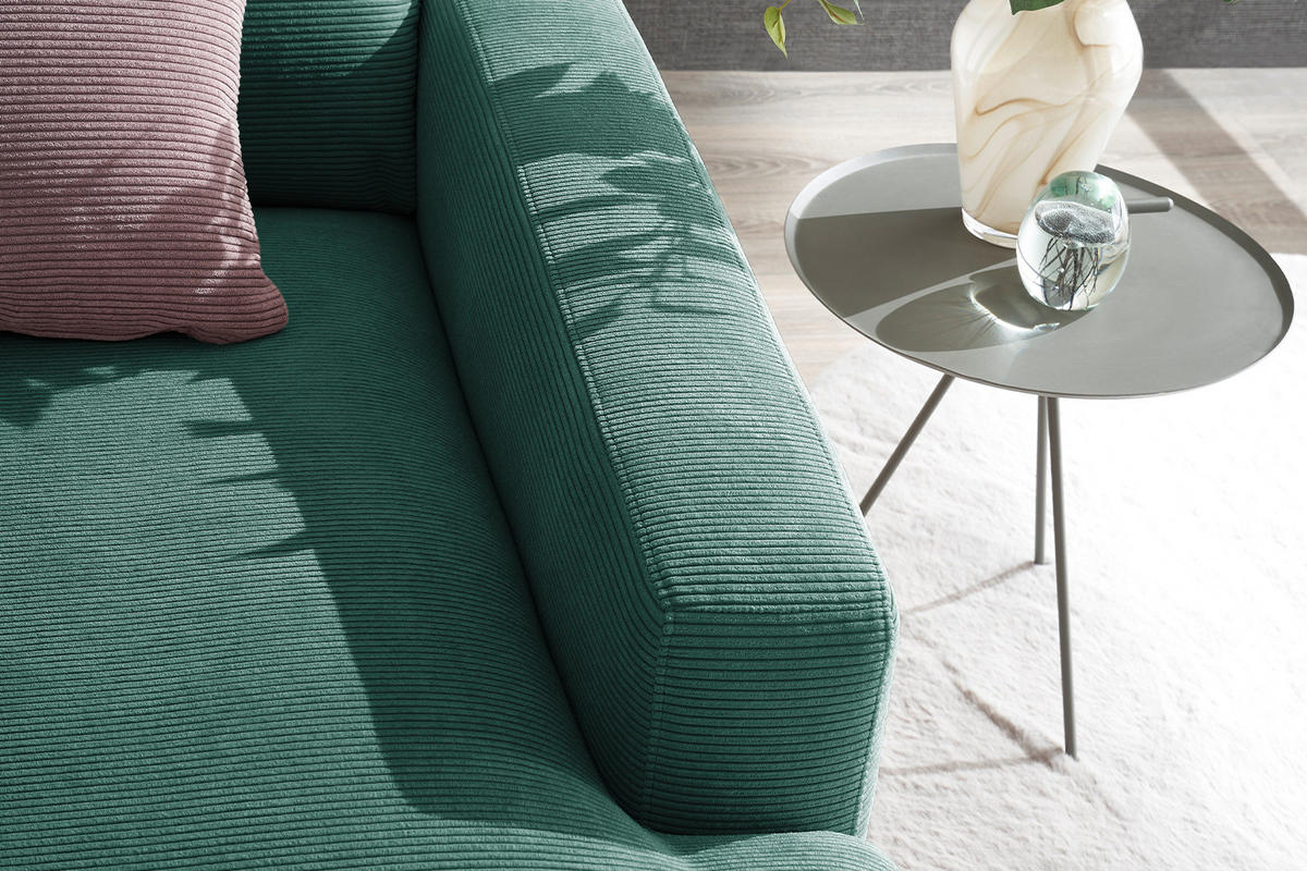 LONGSEAT CARA Smaragdgrün Cord - Smaragdgrün/Schwarz, Textil/Metall (132/84/170cm) - KAWOLA