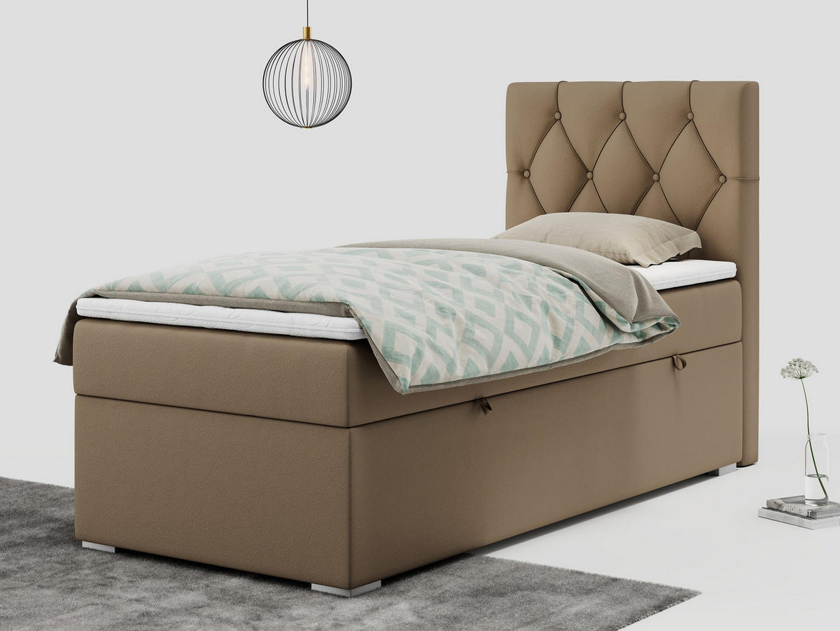 BOXBETT ALDA 90/200 Braun Kunstleder - H4 - Rechts Seite - Braun, Holz/Textil (90/200cm) - MKS