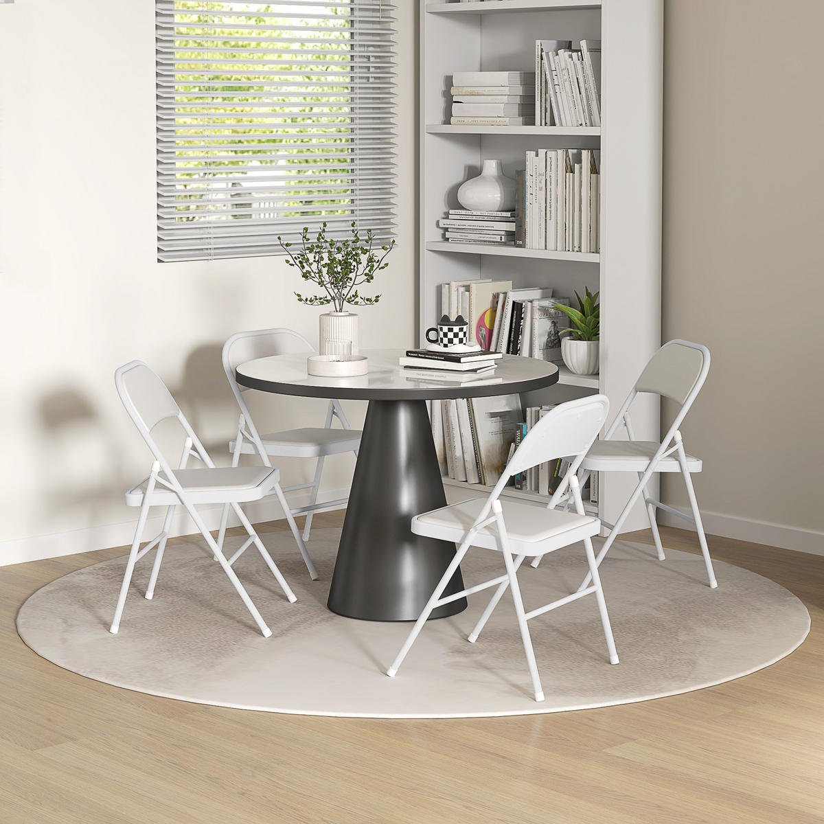 KLAPPSTUHL 4er-Set Weiß 46.0/45.0/78.0 cm - Weiß, Leder (45/78/46cm)