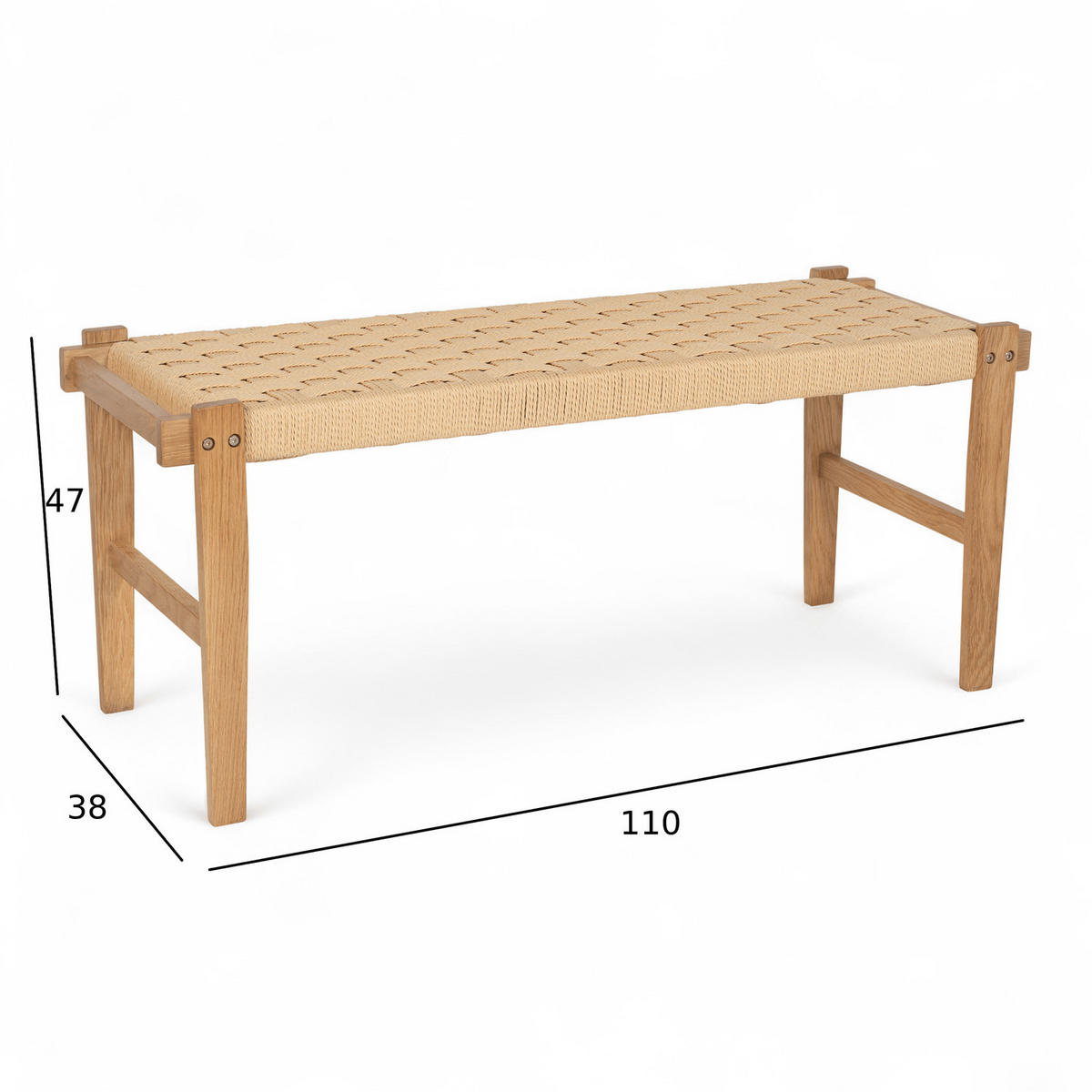 SITZBANK 110/38/47 cm Rattan / Eiche Wildeiche - Honigeiche/Eichefarben, Holz/Papier (110/47/38cm) - Furnhouse