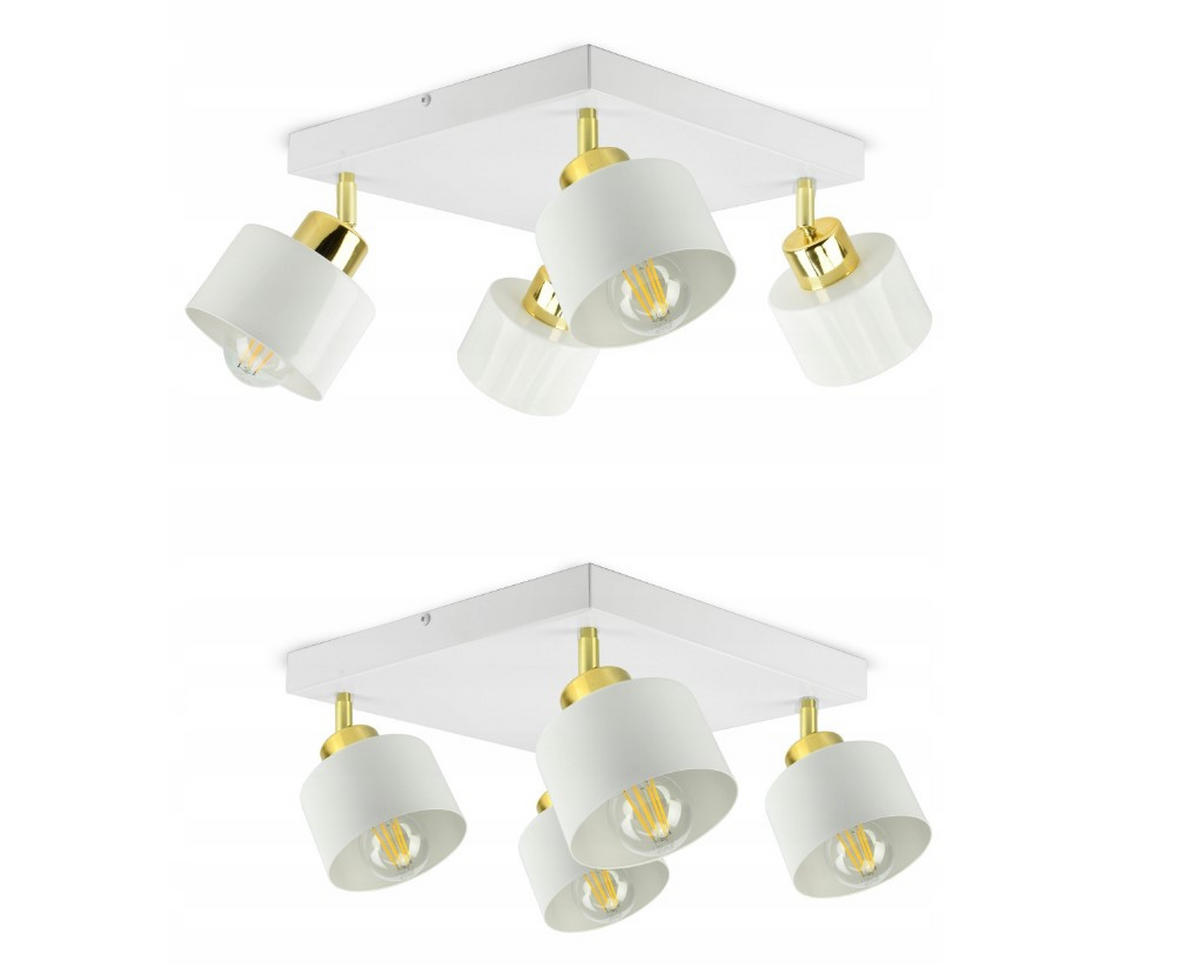 DECKENLEUCHTE Rollen - Goldfarben/Weiß, Metall (30/30/25cm) - kiki design