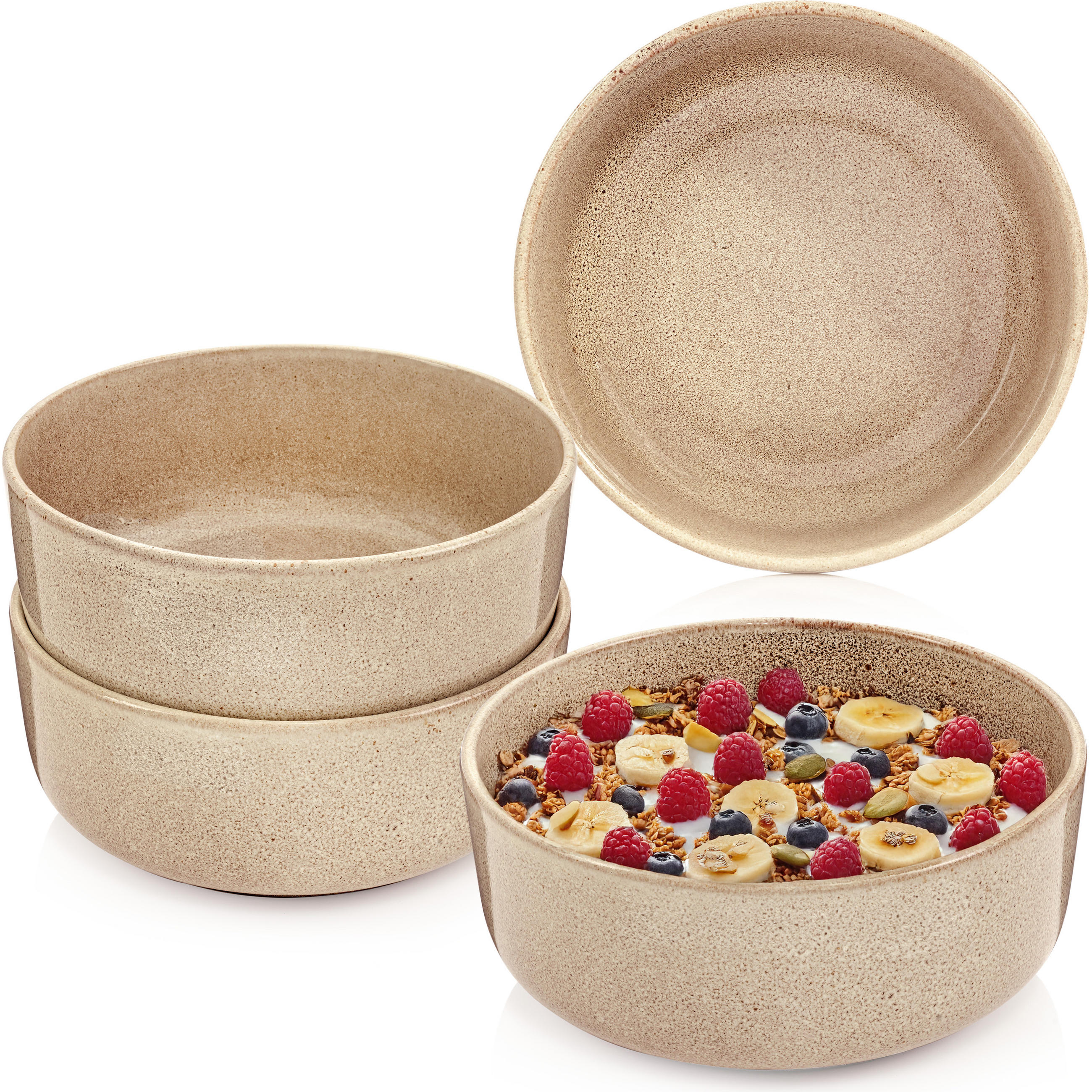 SCHALEN SET KAIRO MOCHA - 4 teilig aus Steingut - Beige, Keramik (26.5cm) - Sänger