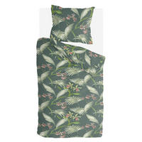 BETTWÄSCHE Byrklund 2-teilig 135x200/80x80cm Greens & Flowers - Grün, Naturmaterialien (135/200cm)