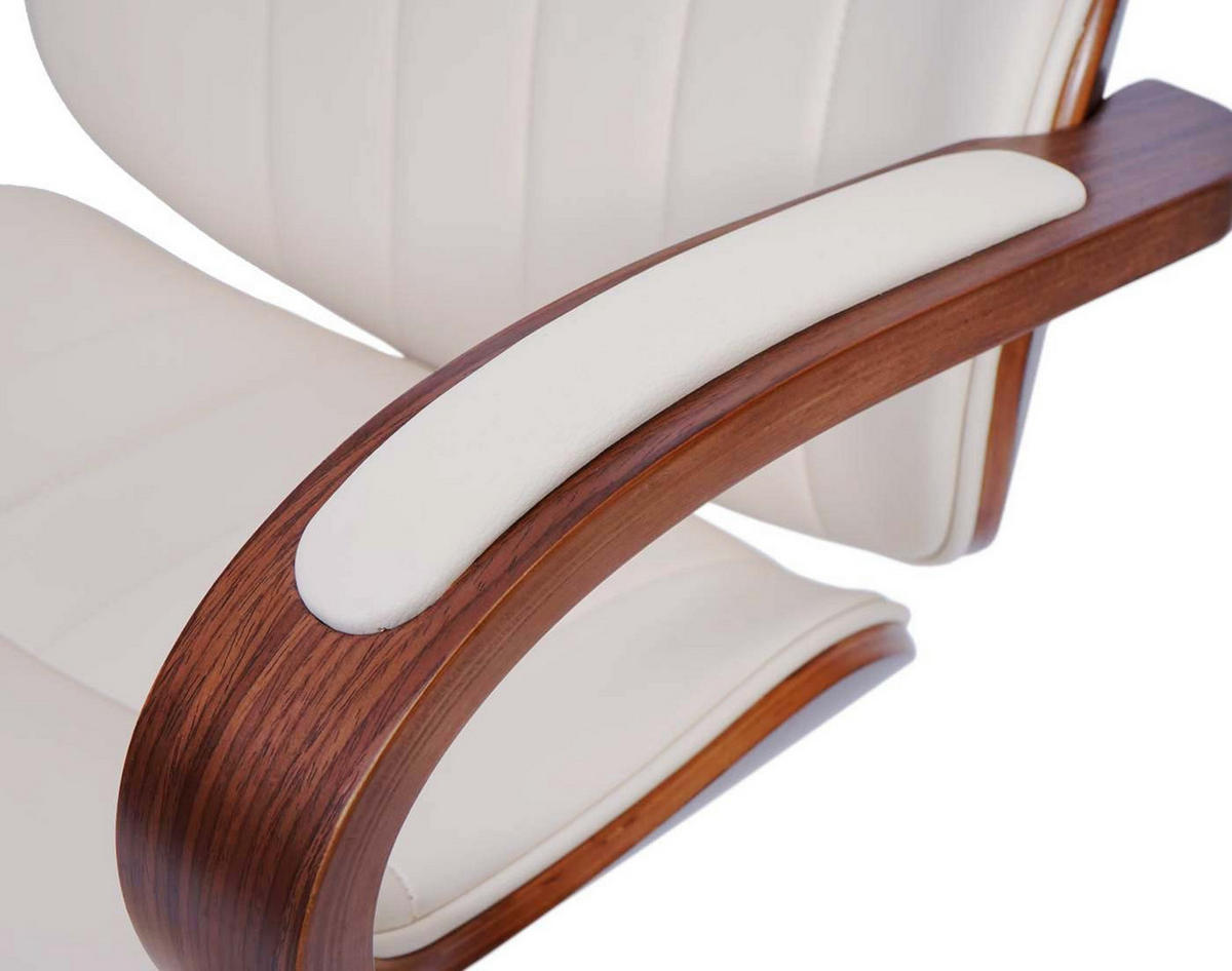 DREHSTUHL HxBxT 109x63x64cm Sitzhöhe 46cm Bugholz Walnuss-Optik Kunstleder Creme - Creme, Holz (63/109/64cm) - PROREGAL