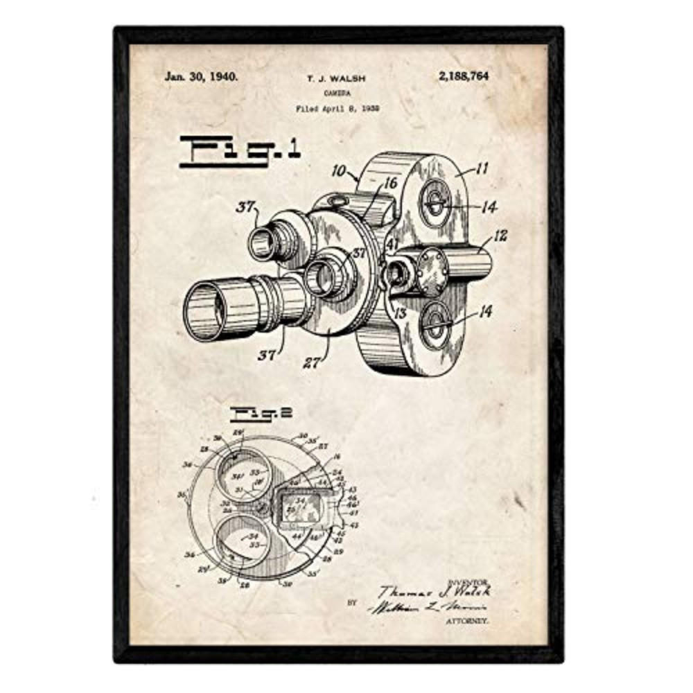 POSTER Kamera 8Mm Patent A3 Rahmenlos - Klar, Papier (29.7/5/42cm) - Nacnic