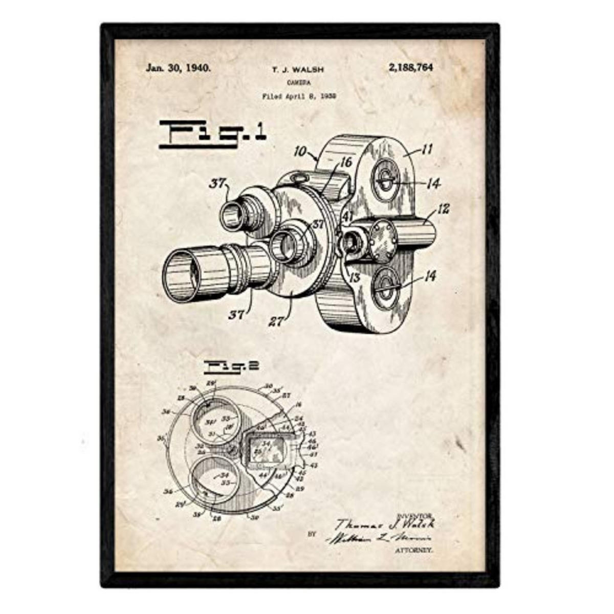 POSTER Kamera 8Mm Patent A3 Rahmenlos - Klar, Papier (29.7/5/42cm) - Nacnic