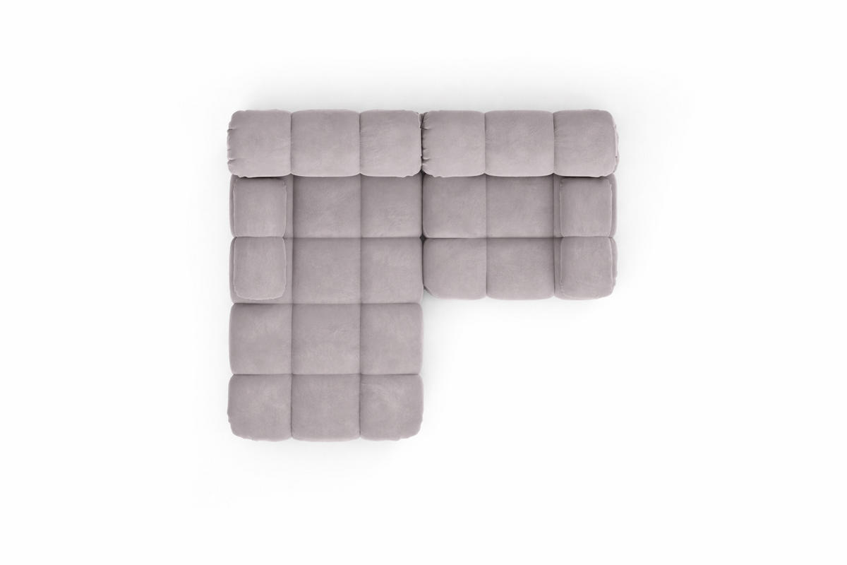 ECKSOFA L-form Mini Modular, Veloursstoff Salvador, Grau, Links, Selia - Grau, Holz (190/160cm) - Kaiser Möbel