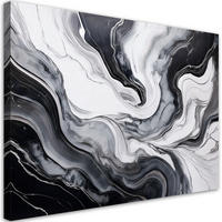 LEINWANDBILD Abstraktion aus schwarzem und weißem Marmor 100x70cm - Schwarz, Textil (100/70cm) - Feeby