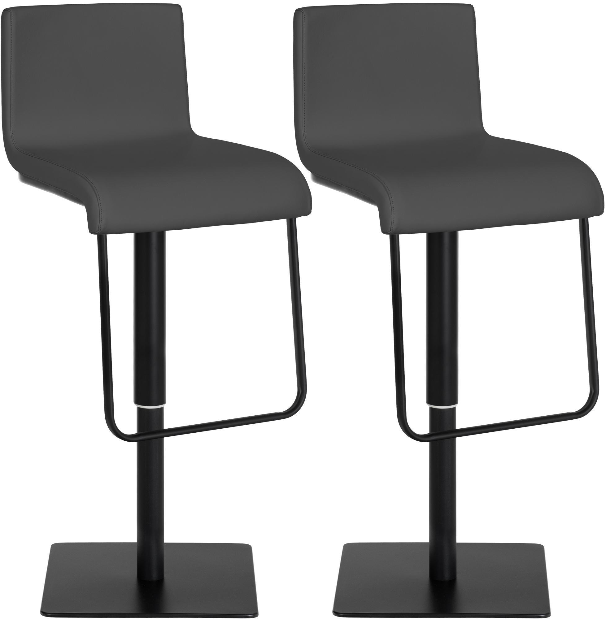BARHOCKER 2er Set Lederlook Grau - Schwarz/Grau, Textil/Metall (41/80/46cm) - CLP
