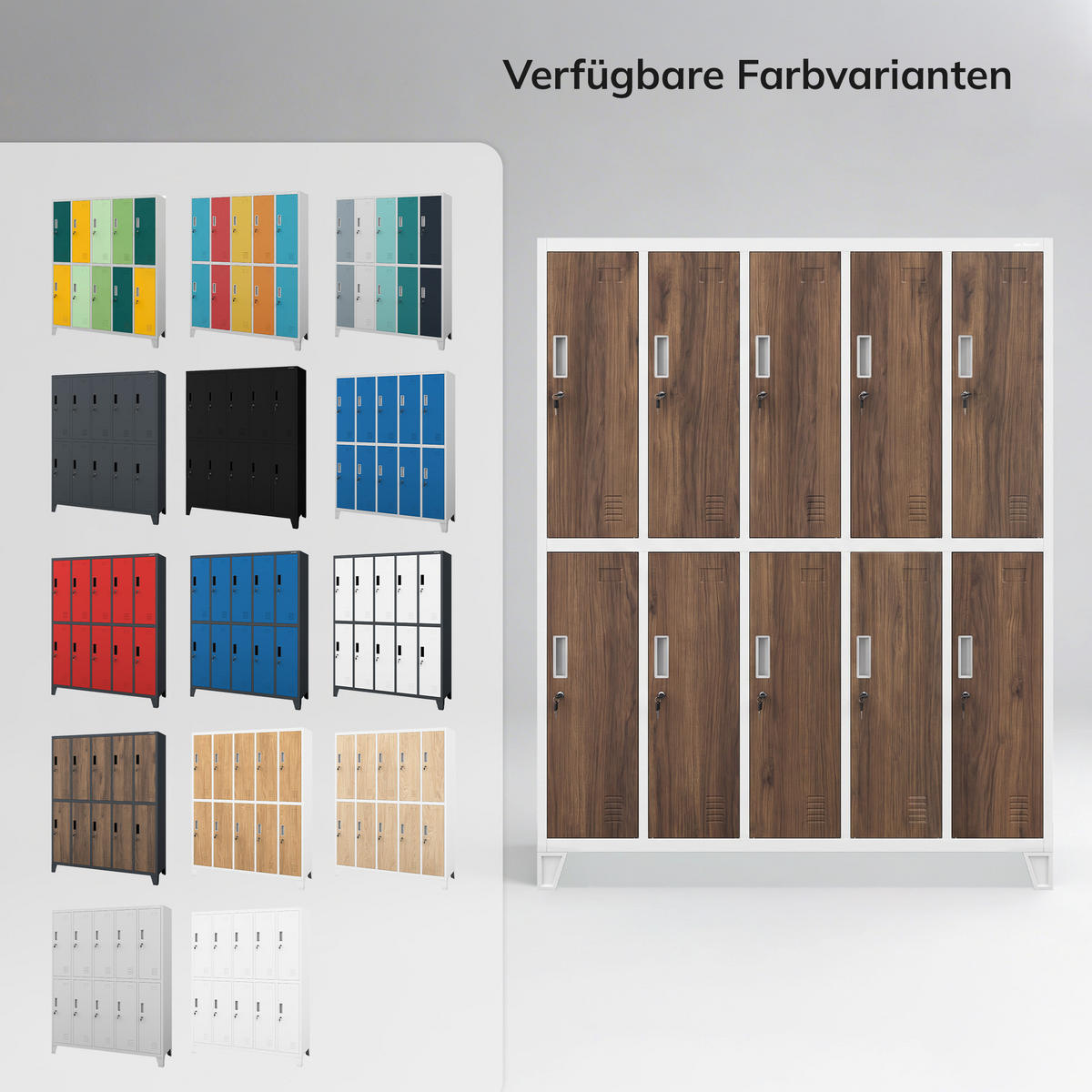ARBEITSSCHUTZ-KLEIDERSCHRANK BARTEK 172x136x45 cm - Nussbaumfarben/Weiß, Metall (136/172/45cm) - Jan Nowak