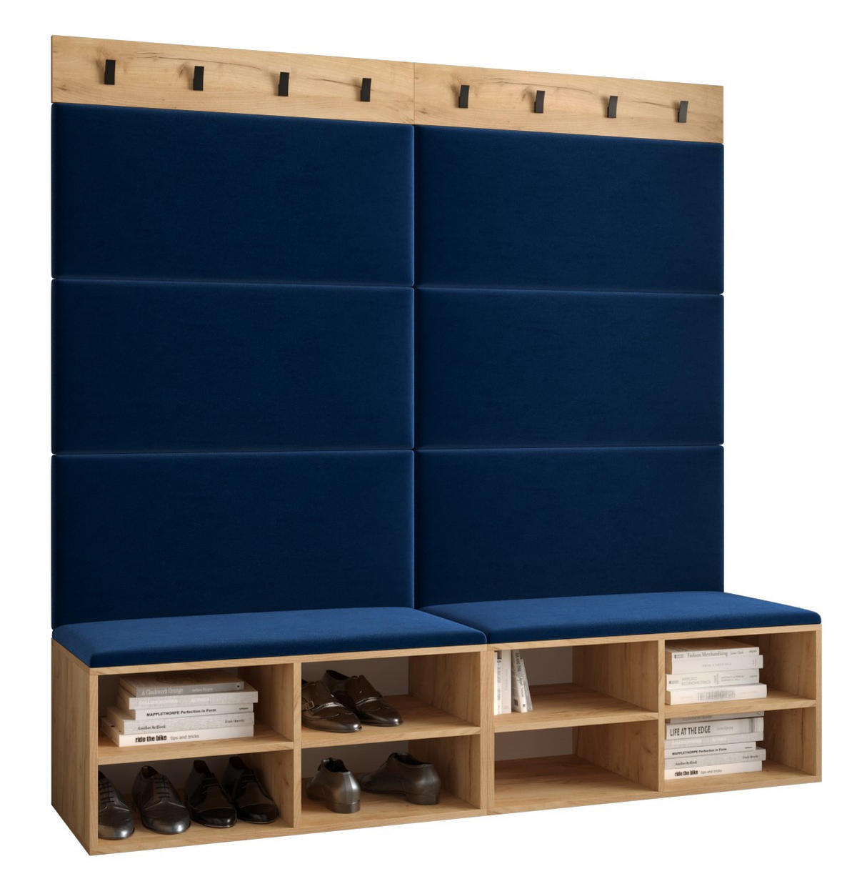 GARDEROBEN-SET 168/184/42 - Eichefarben/Schwarz, Holz/Kunststoff (168/184/42cm) - MÖBEL KRYSPOL