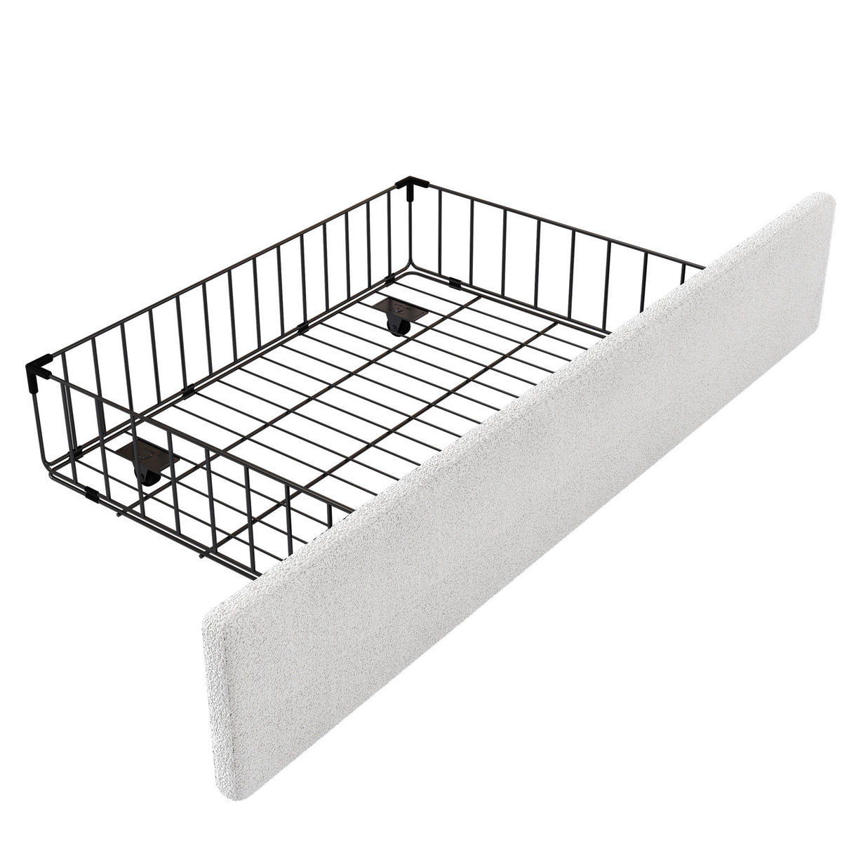 KINDEREINZELBETTEN aus Plüsch und MDF 90x200 cm in Weiß mit 2 Schubladen - Weiß, Textil (90/200cm) - Modfu