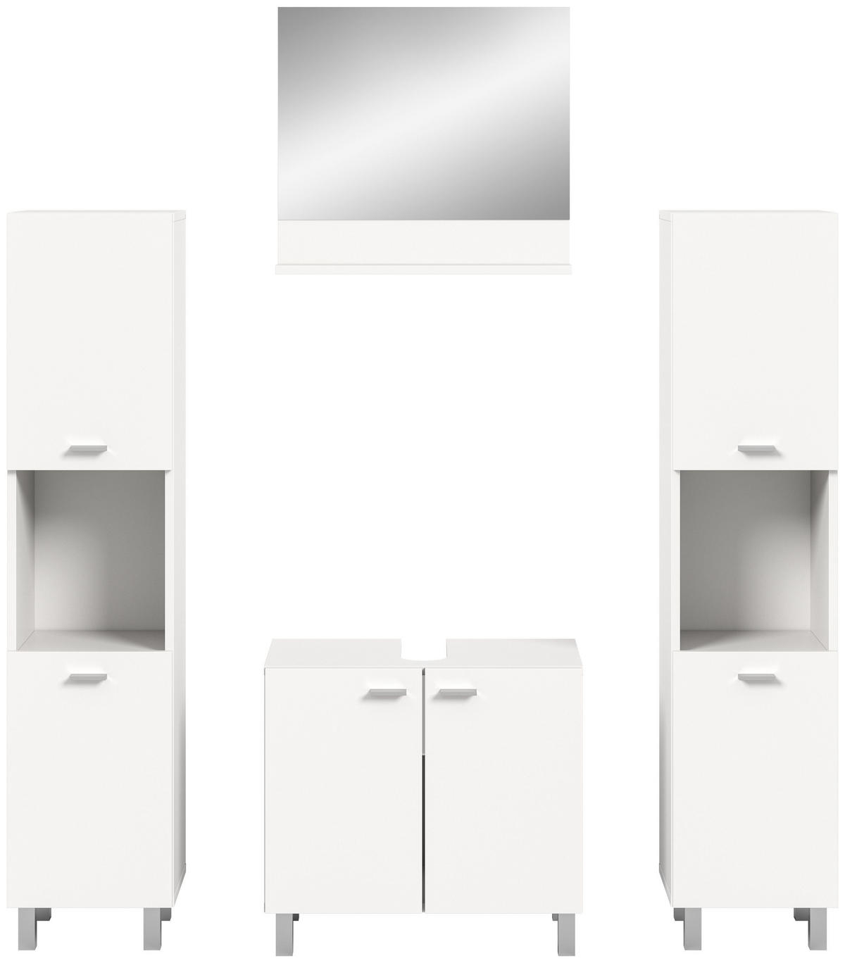 BADKOMBINATION 4tlg. Boston/Tampa Bad in weiß Nachbildung - modernes Design - B/H/T: 137x186x33 cm - Weiß, Holzwerkstoff (137/186/33cm)