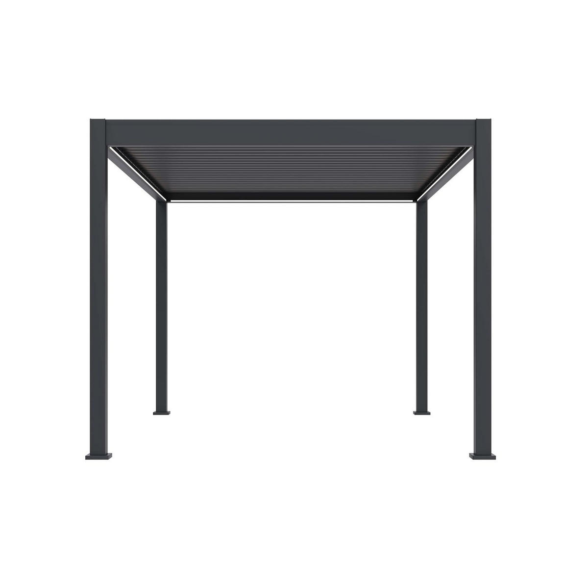 PERGOLA Terrassenüberdachung E-Superior elektrische Pergola mit LED Voll Aluminium 3 x 4 M - Anthrazit, Metall (400/255/300cm) - PergoLine