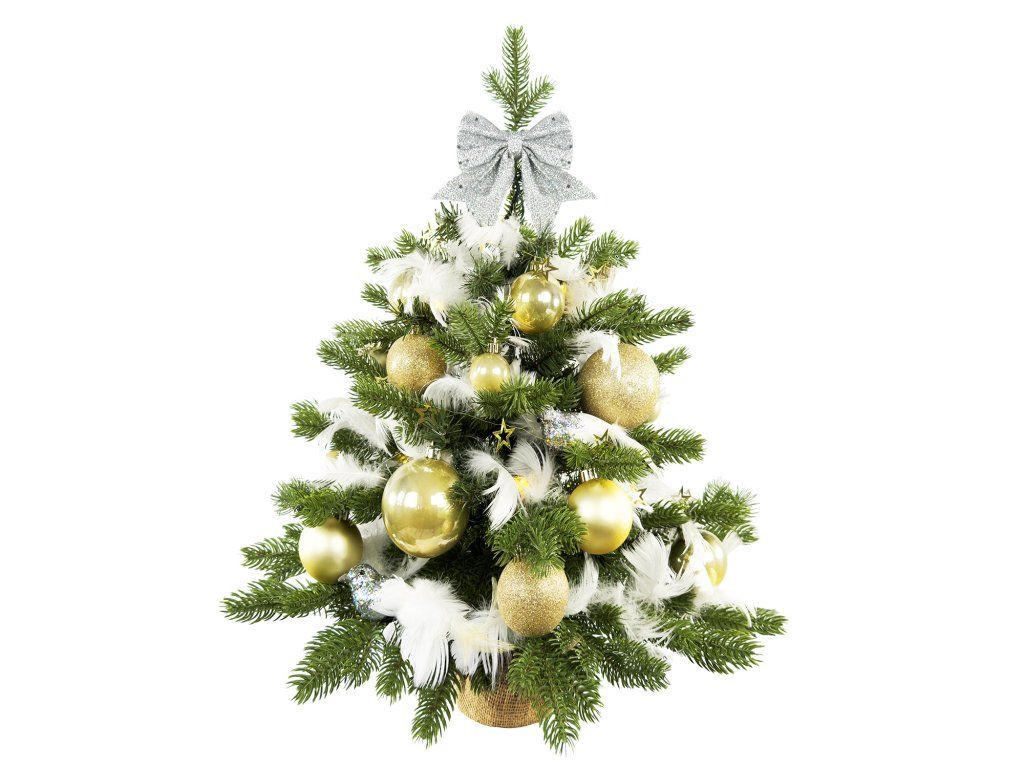 WEIHNACHTSBAUM künstlicher 60 cm mit LED-Beleuchtung, ZARTEWEIHNACHTEN II, mit 34 Weihnachtsbaumschmuck, Pflanztopf mit Jutesack - Champagner/Silberfarben, Kunststoff/Stein (40/60cm) - LAALU