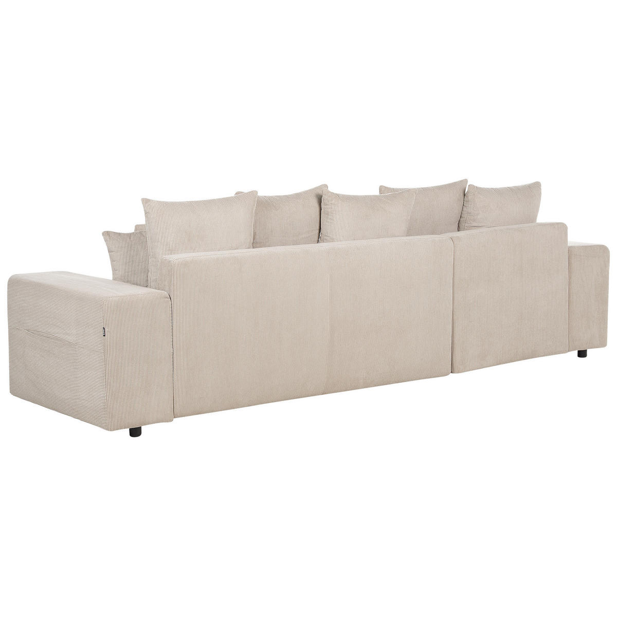 3-SITZER-ECKSOFA Cord taupe linksseitig mit Schlaffunktion Stauraum Luspa - Taupe/Schwarz, Textil (294/130cm) - Beliani
